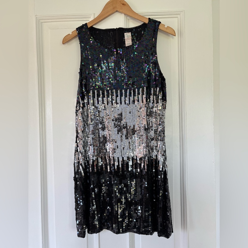 Aqua Black and Silver Sheath Mini Dress